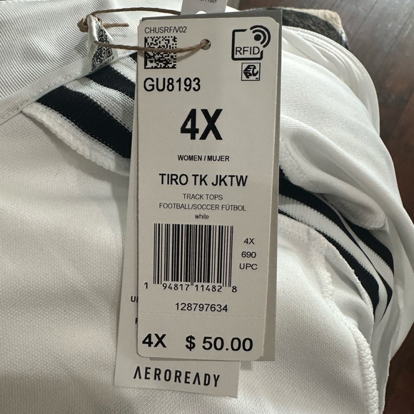 NWT Adidas Women's White and Black track walking vacation activewear jacket 4x - Picture 7 of 7